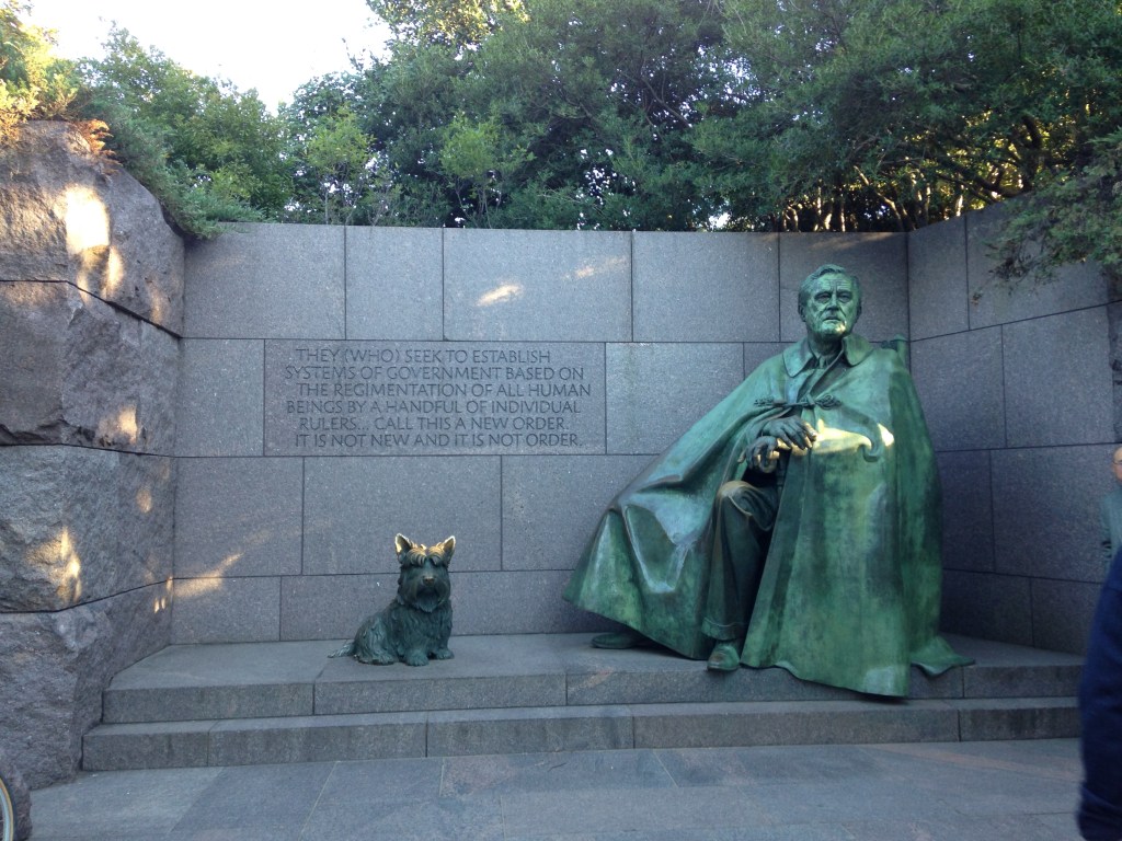 FDR and Fala, the only presidential dog to have his own monument.